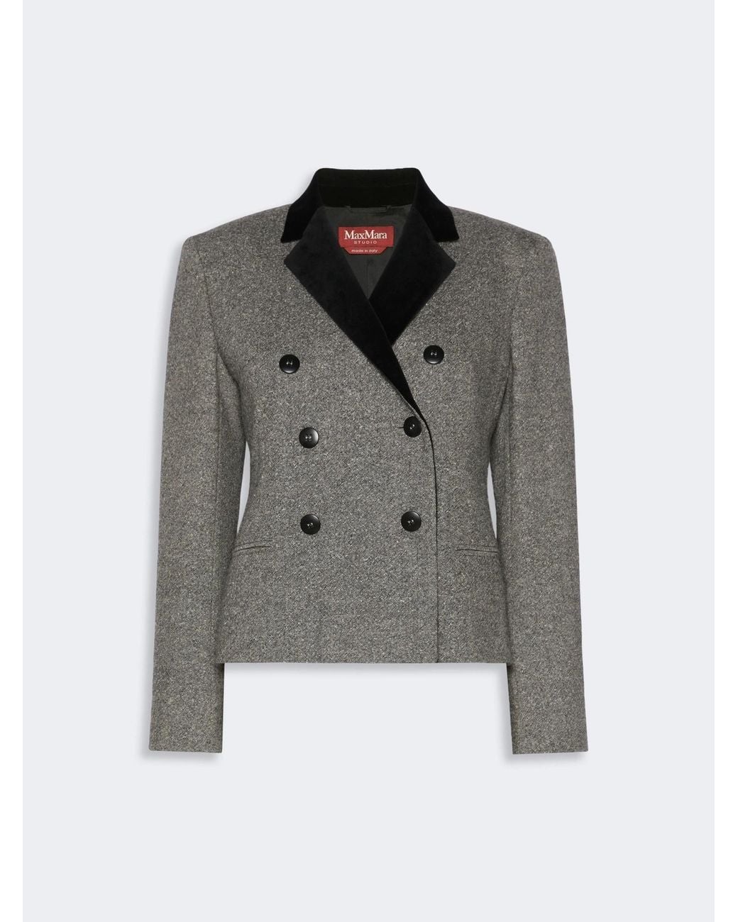 Max Mara Gray Wool And Silk Blend Double-Breasted Jacket