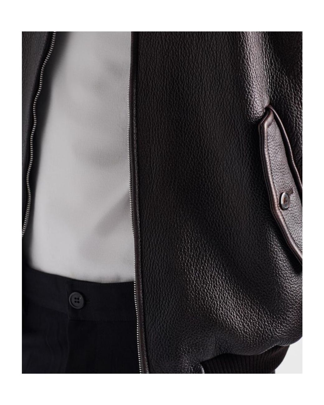 Prada Brown Leather Bomber Jacket for men