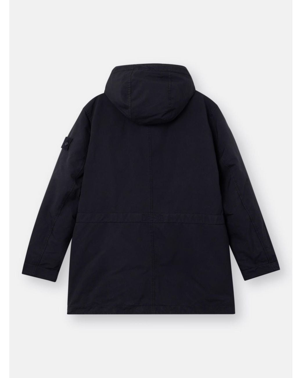 Stone Island Blue Logo-Patch Press-Stud Hooded Coat for men