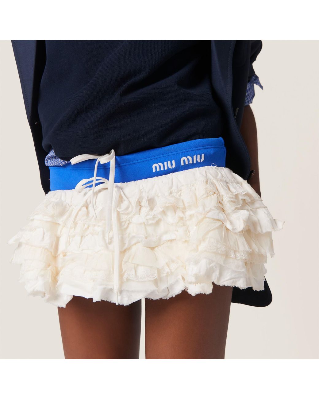 Miu Miu White Slubbed Canvas Miniskirt