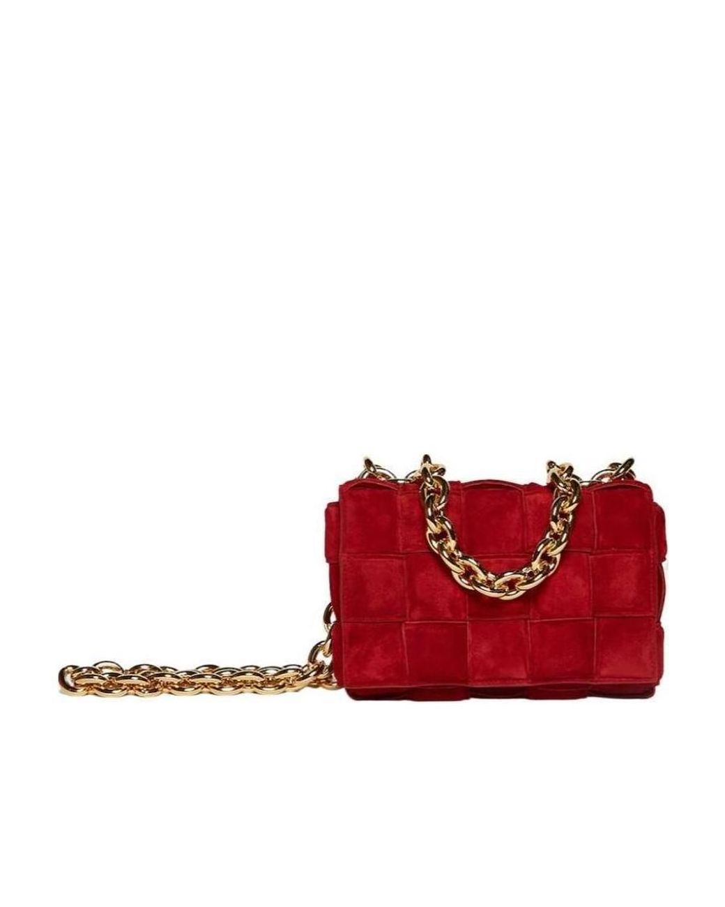 Bottega Veneta Red Interwoven Detail Shoulder Bag