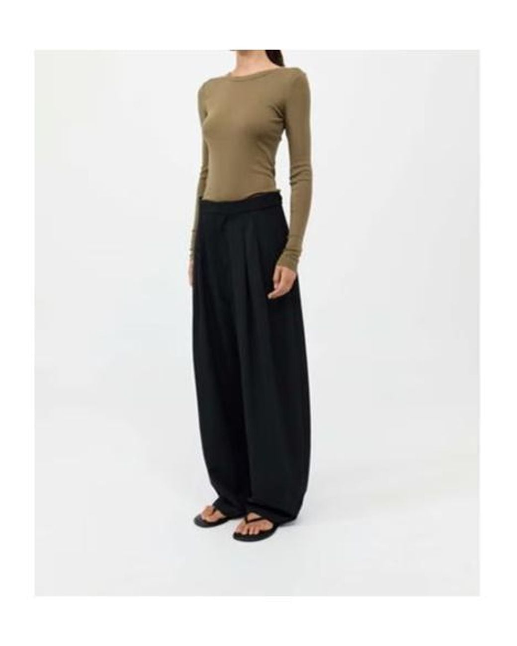 St. Agni Black Wide Leg Pleat Pants