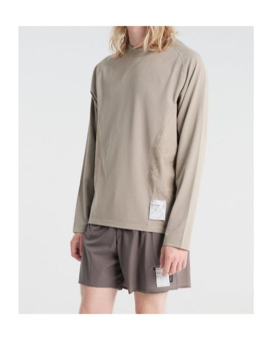 Satisfy Natural Mesh Panel Long Sleeve T-Shirt for men