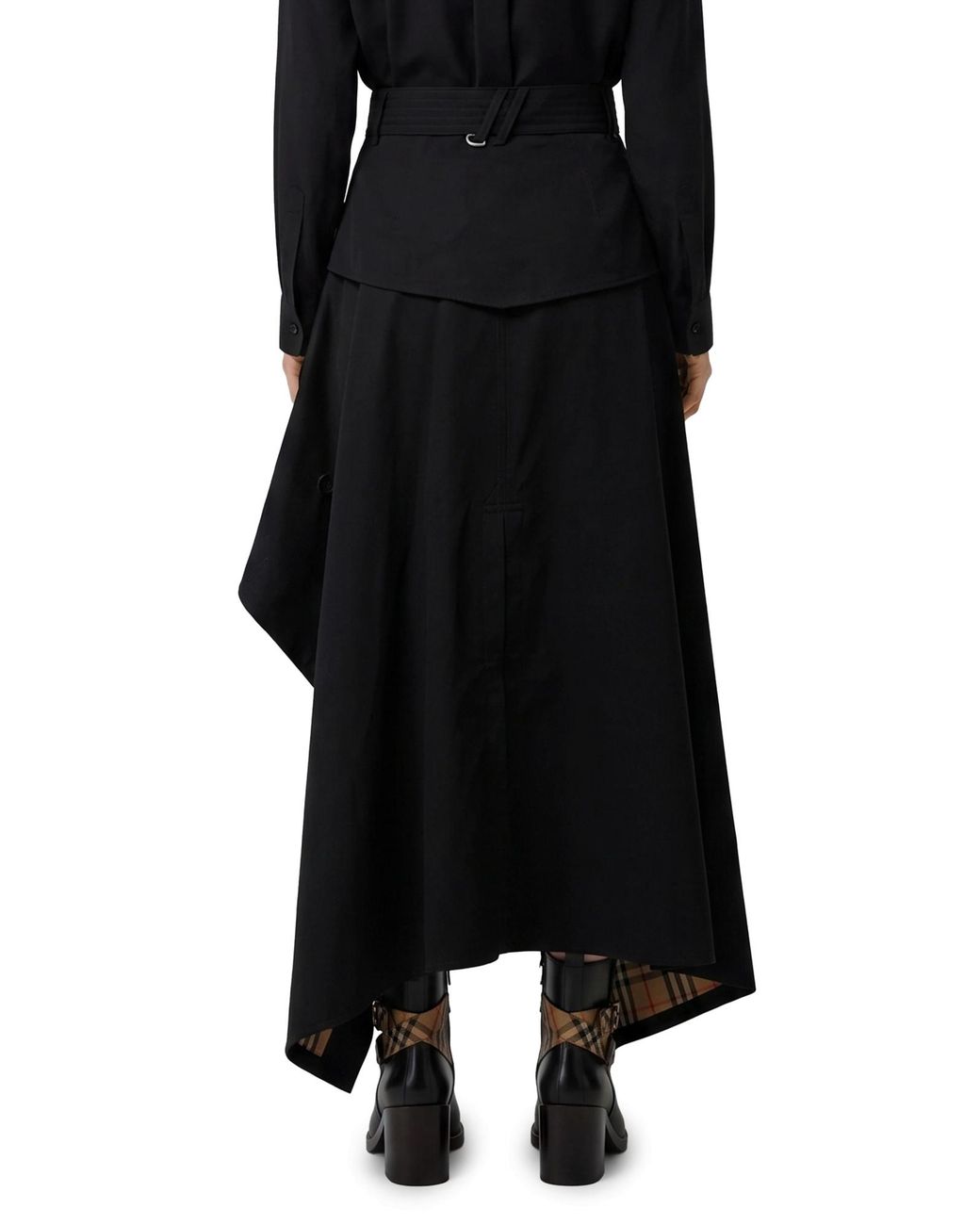 Burberry Black Belted Asymmetric Trench Skirt