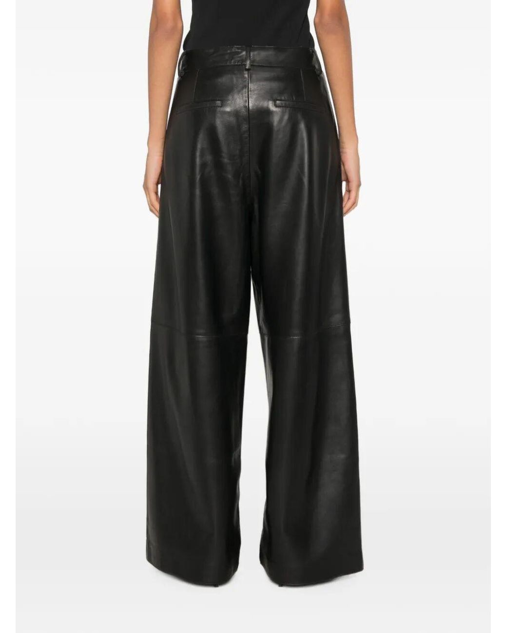 P.A.R.O.S.H. Gray P.A.R.O..H. Maciock Wide-Leg Leather Pants