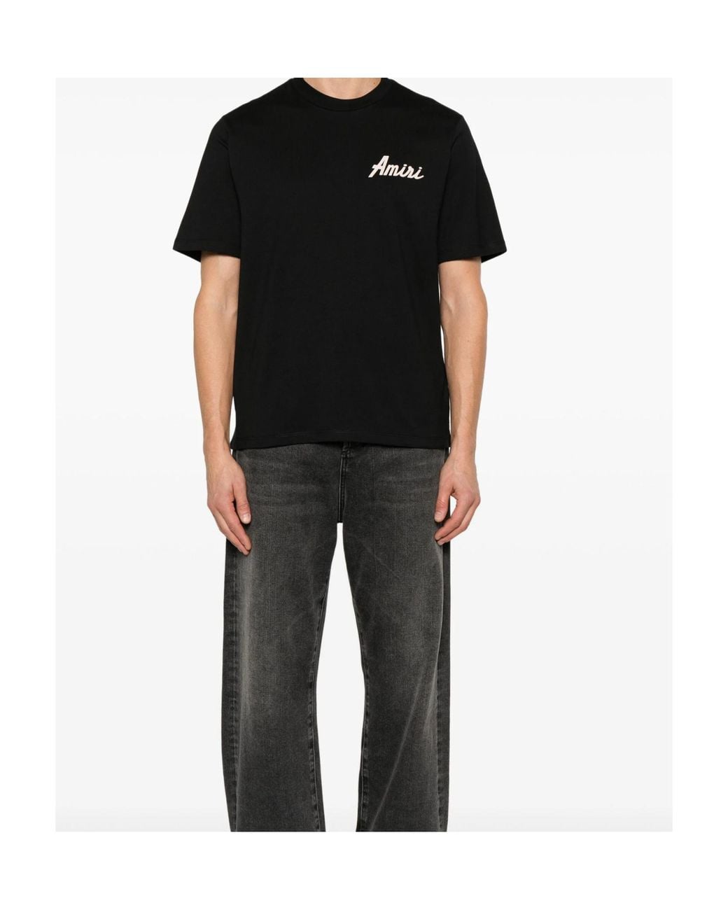 Amiri Black Logo Printed Crewneck T-Shirt for men