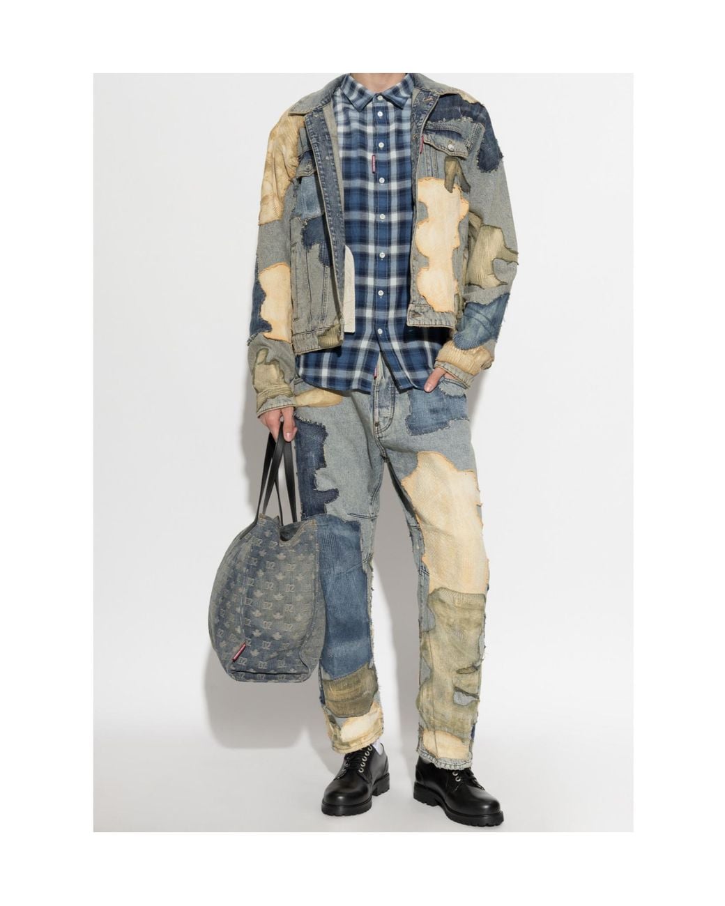 DSquared² Blue Kawaii Patchwork Jeans for men