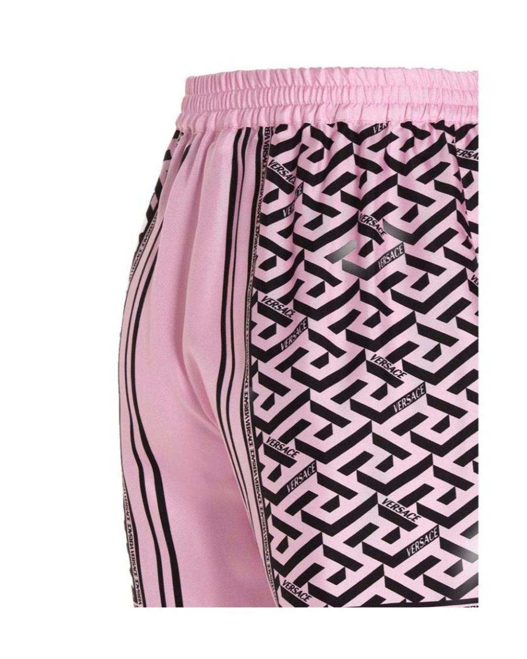 Versace Red Logo Detailed Drawstring Shorts