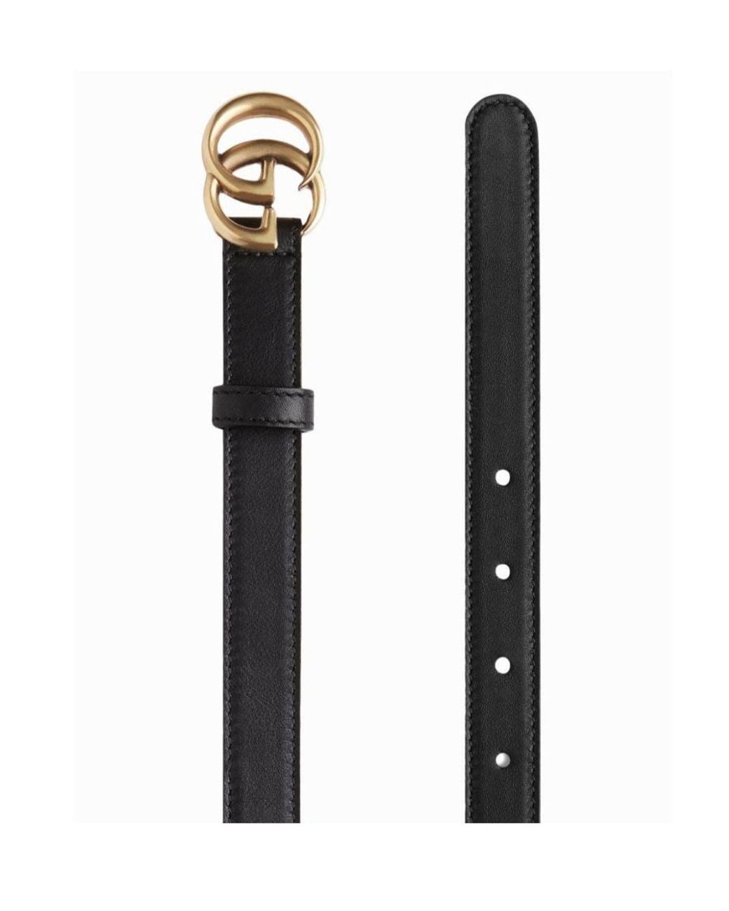 Gucci White Gg Marmont Skinny Belt