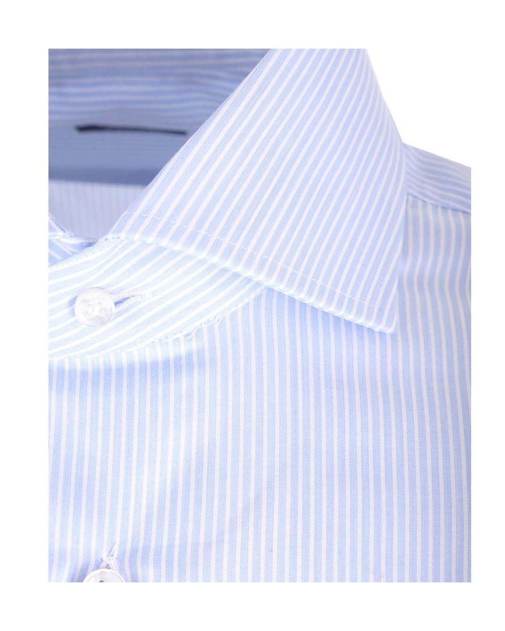 Barba Napoli Blue Pinstriped Straight-Hem Shirt for men
