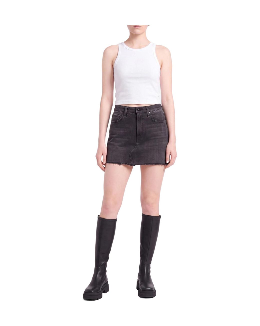 Rag & Bone Black Colorful Denim Midi Skirt