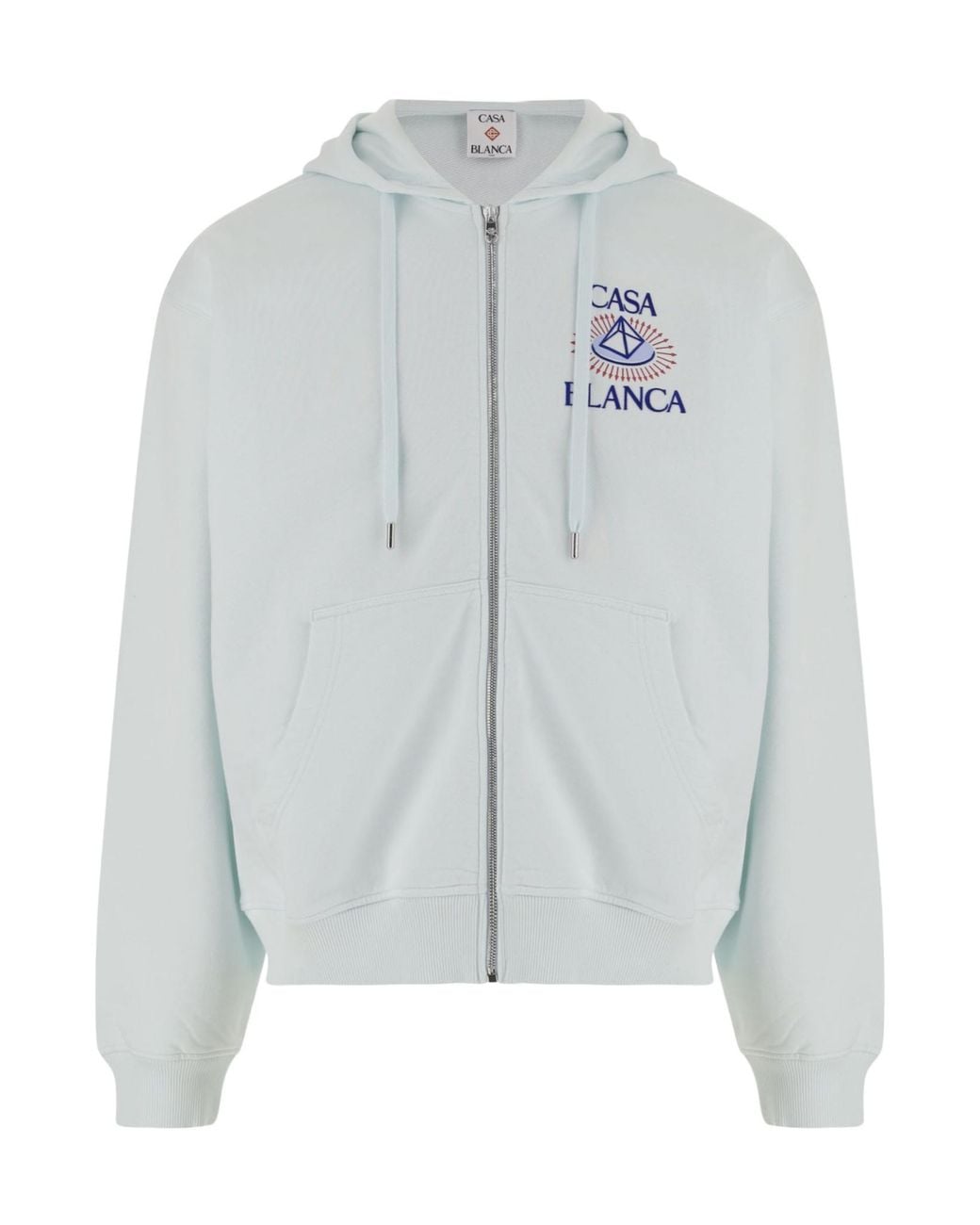 Casablanca Blue Graphic Zip-Up Hoodie for men