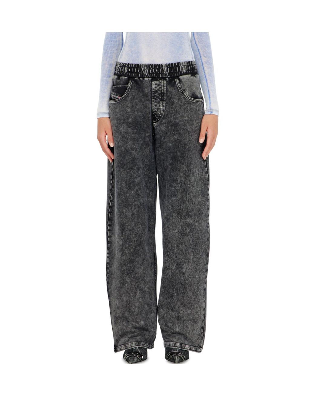 DIESEL Gray Sweatpants With Denim Effect
