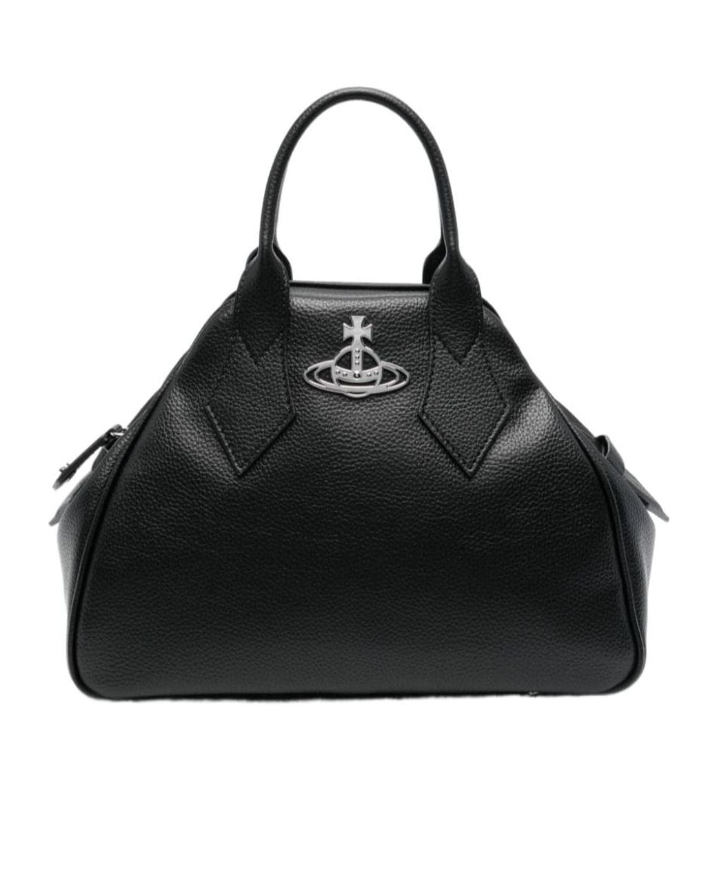 Vivienne Westwood Black Medium Yasmine Orb Plaque Tote Bag
