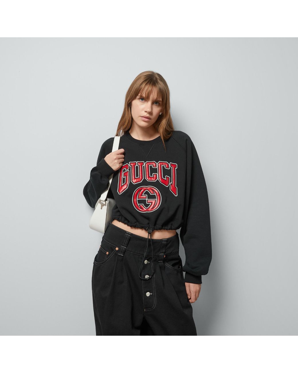Gucci Black Cotton Crew-Neck Sweatshirt