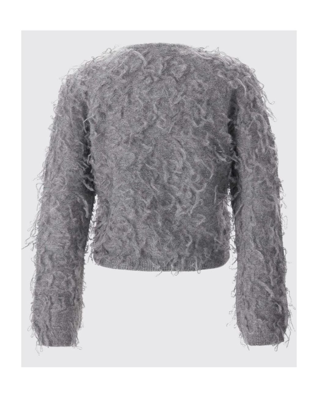 Fabiana Filippi Gray Long-Pile Loop-Knit Sweater