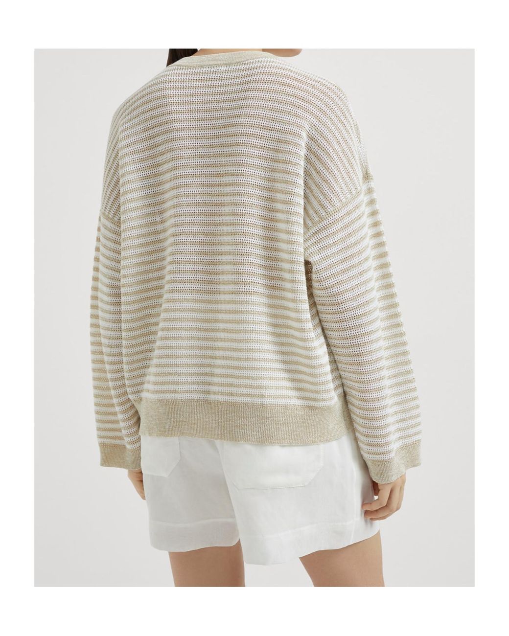 Brunello Cucinelli Gray Striped Sweater