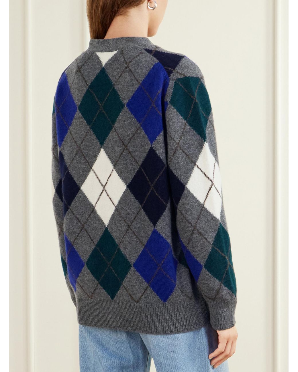 &Daughter Blue Checked Wool-Knitted Cardigan