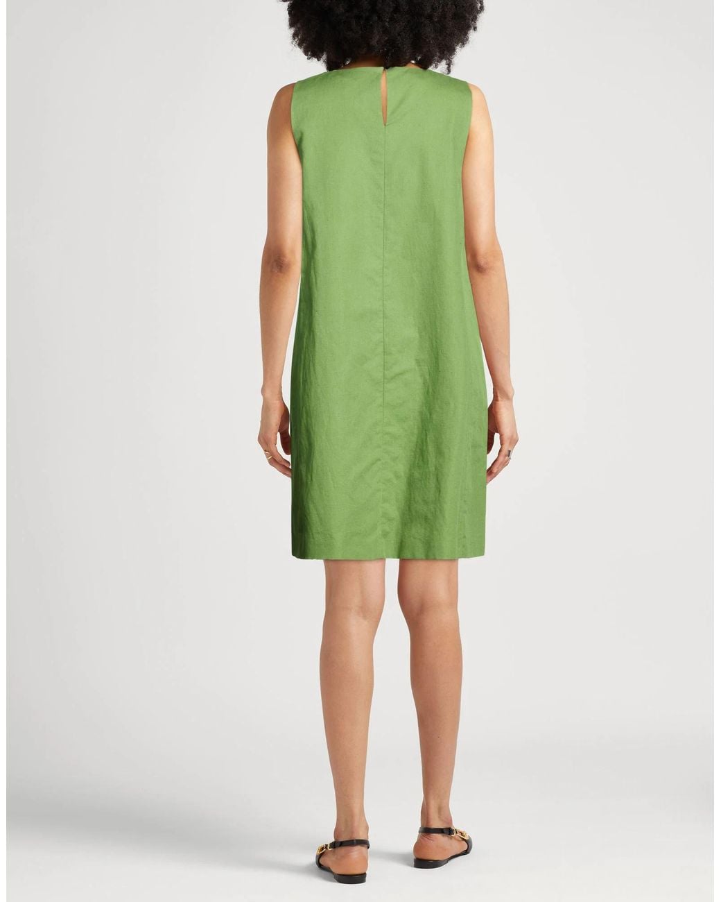 Weekend by Maxmara Green Sleeveless Solid Round-Neck Dress