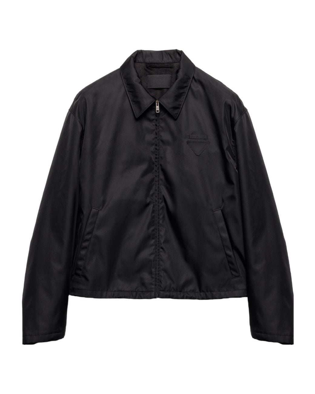 Prada Black Triangle-Patch Zipped Jacket for men