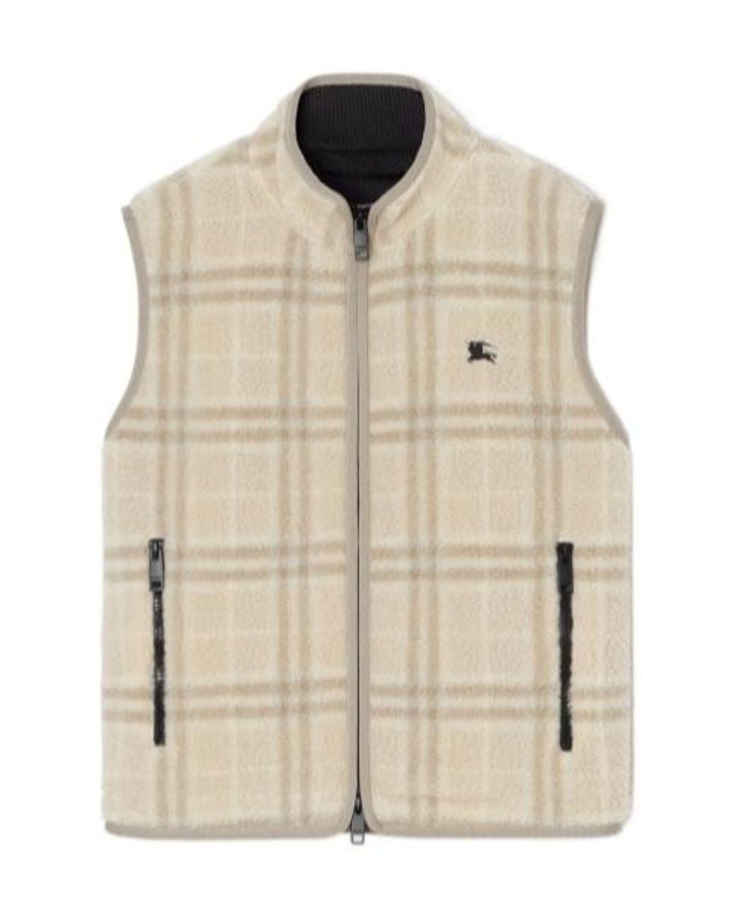 Burberry Natural Check Wool Cashmere Blend Fleece Gilet