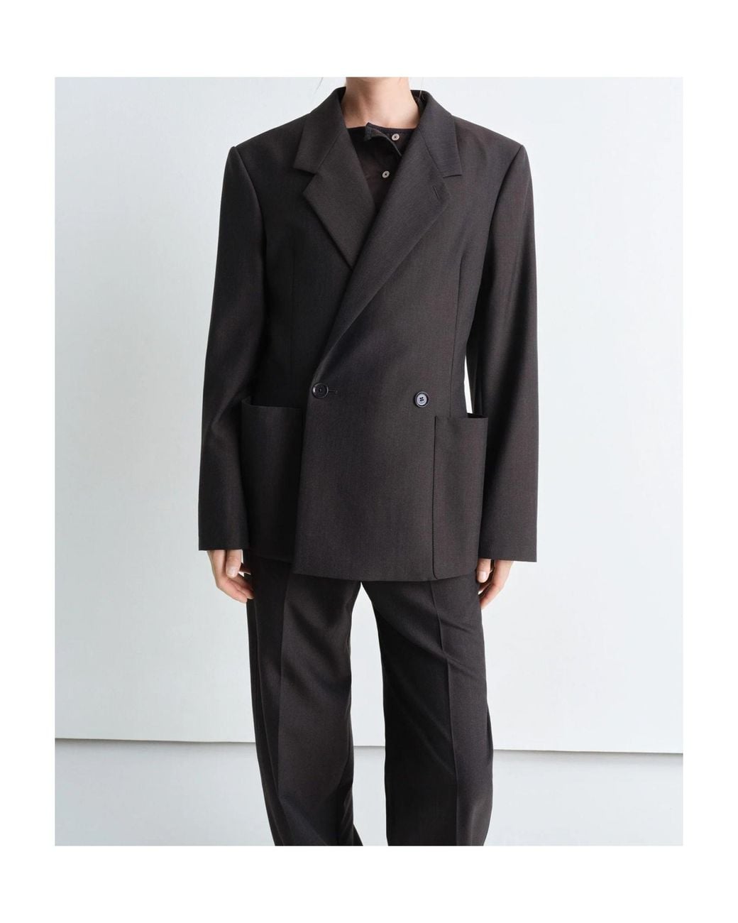 Lemaire Black Long-Sleeved Double-Breasted Blazer