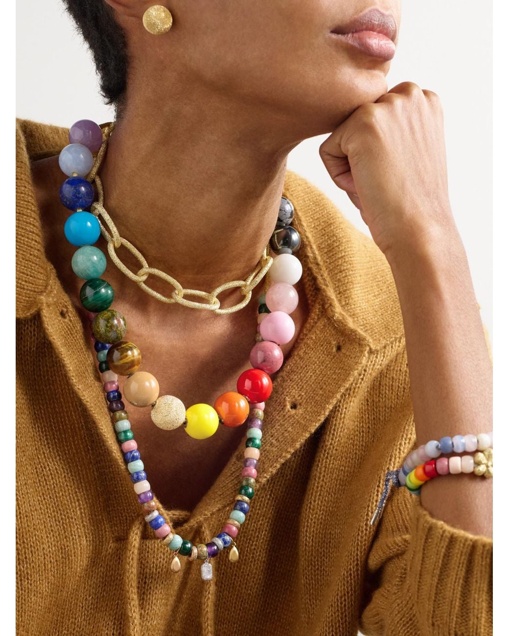 Carolina Bucci White Colorful Bead Necklace