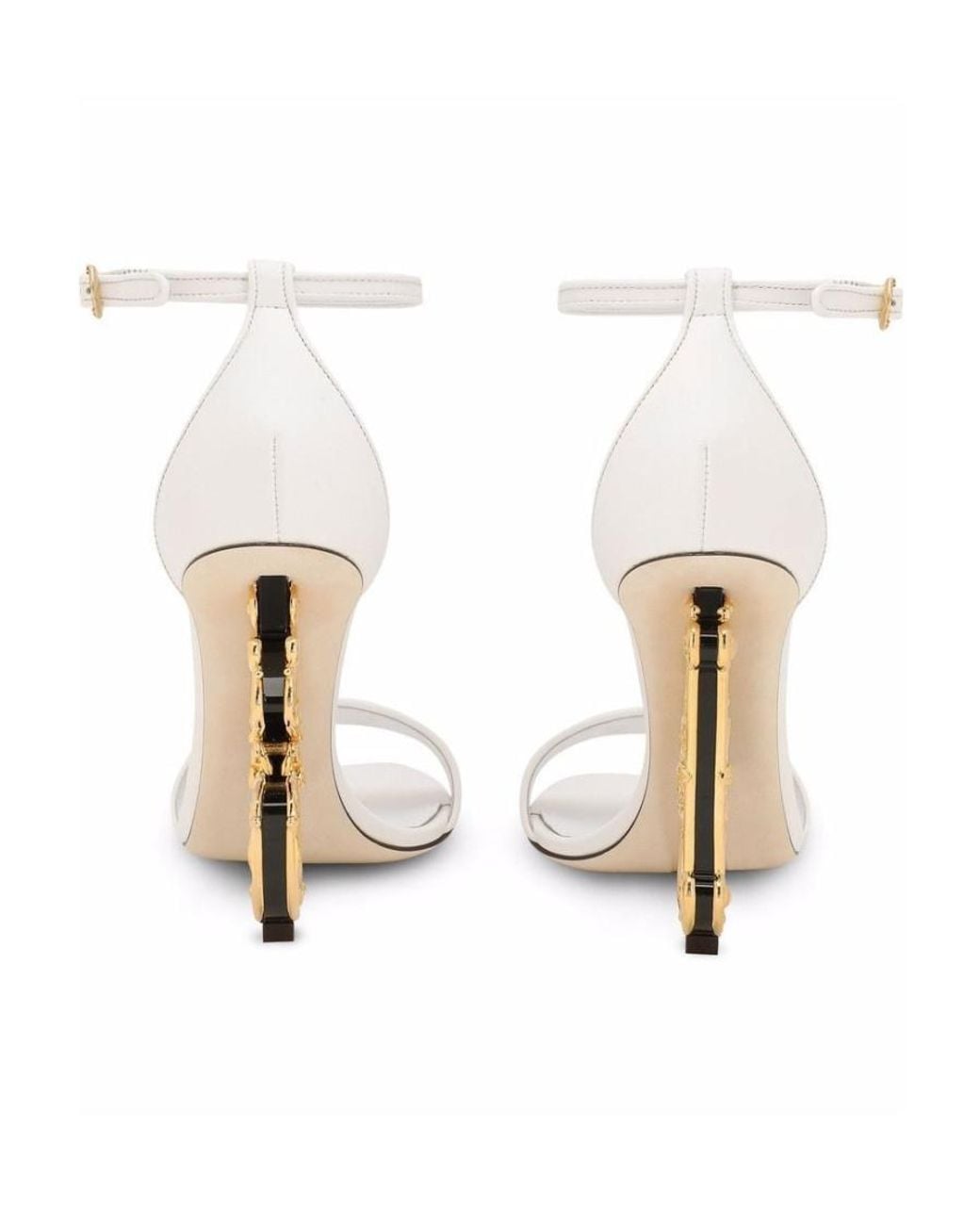 Dolce & Gabbana White Baroque Dg Heel Sandals