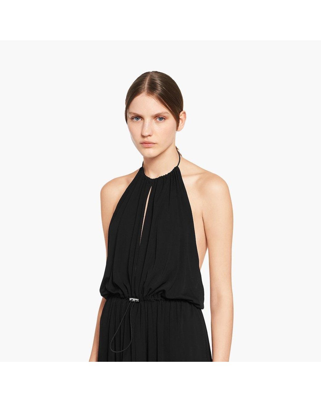 Miu Miu Black Organzine Halter Midi-Dress