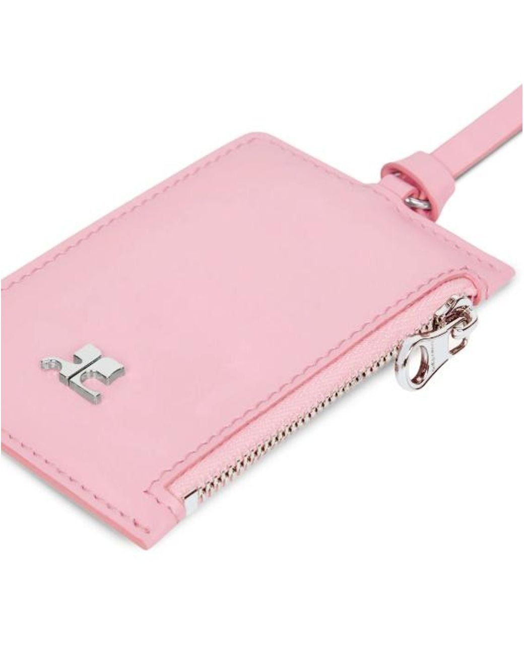 Courreges Pink Zip Leather Cardholder for men