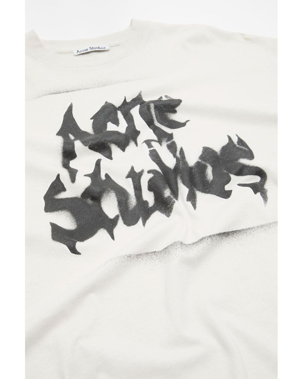 Acne White Logo-Print Distressed T-Shirt