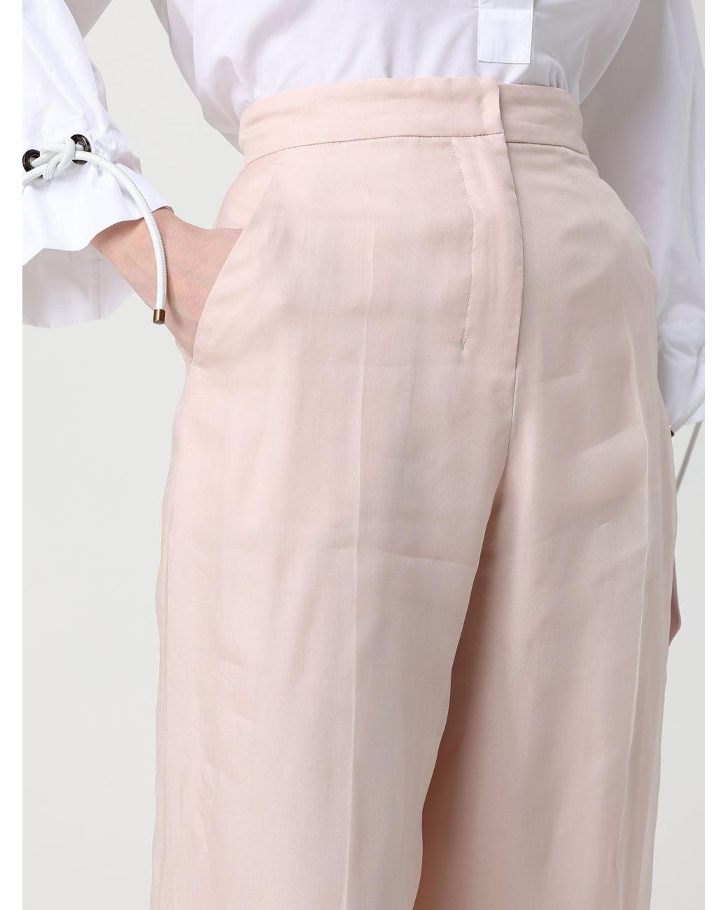 Max Mara White Silk Wide-Leg Trousers