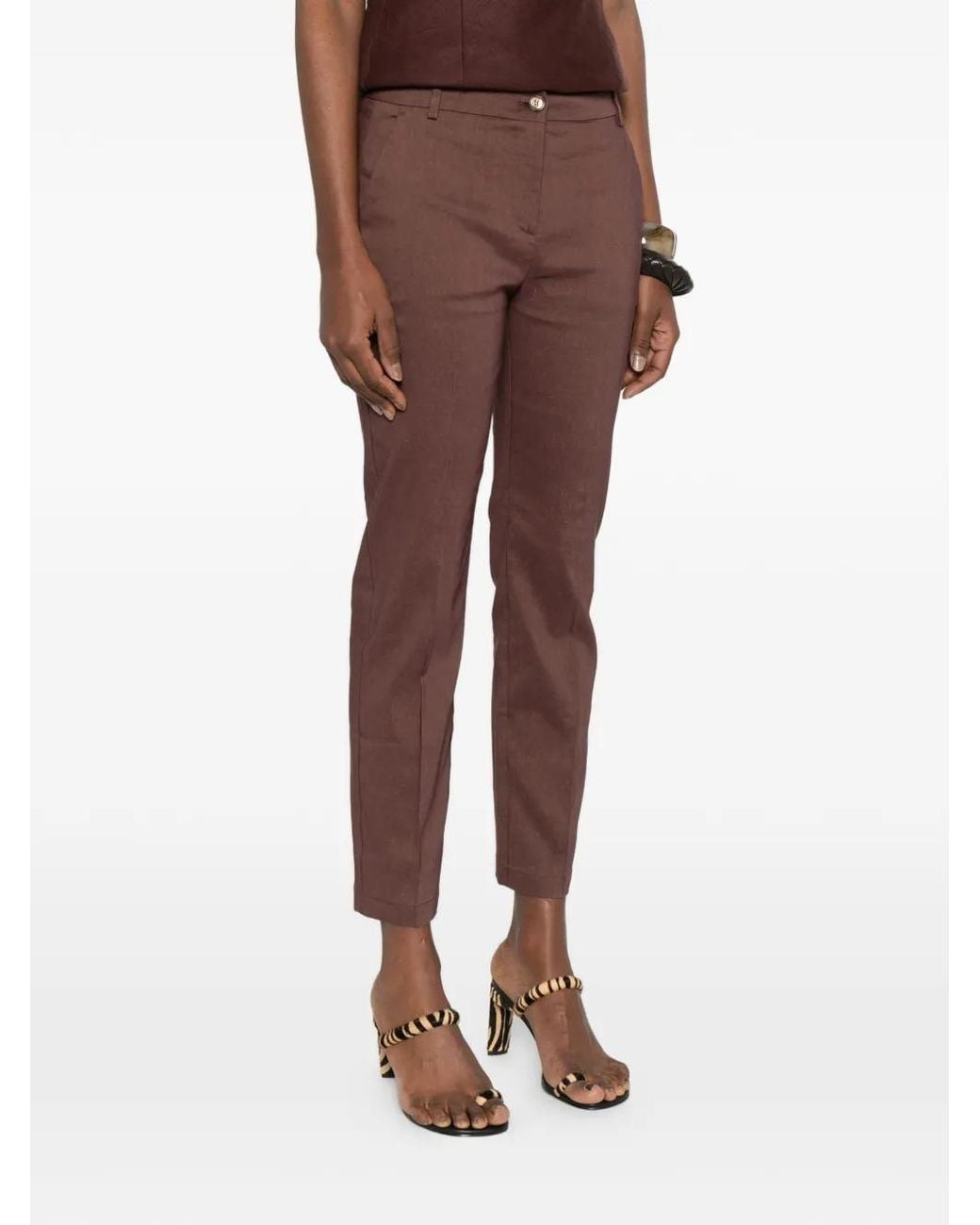 Pinko Brown Belt-Loops Trousers