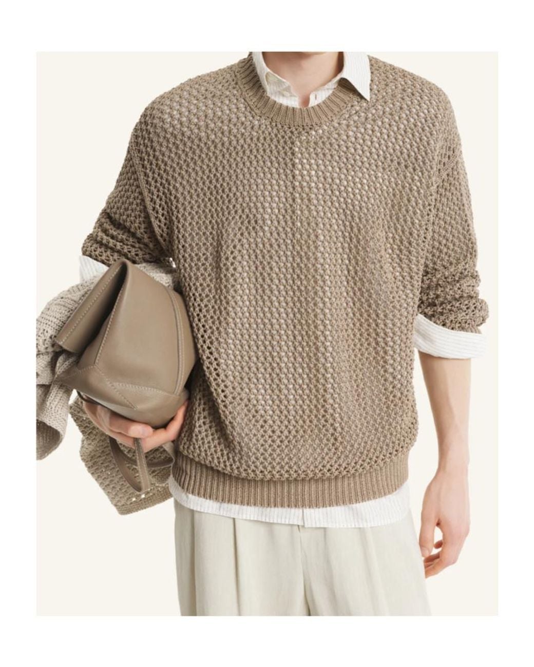 Maison Kitsuné Natural Large Open Knit Jumper for men