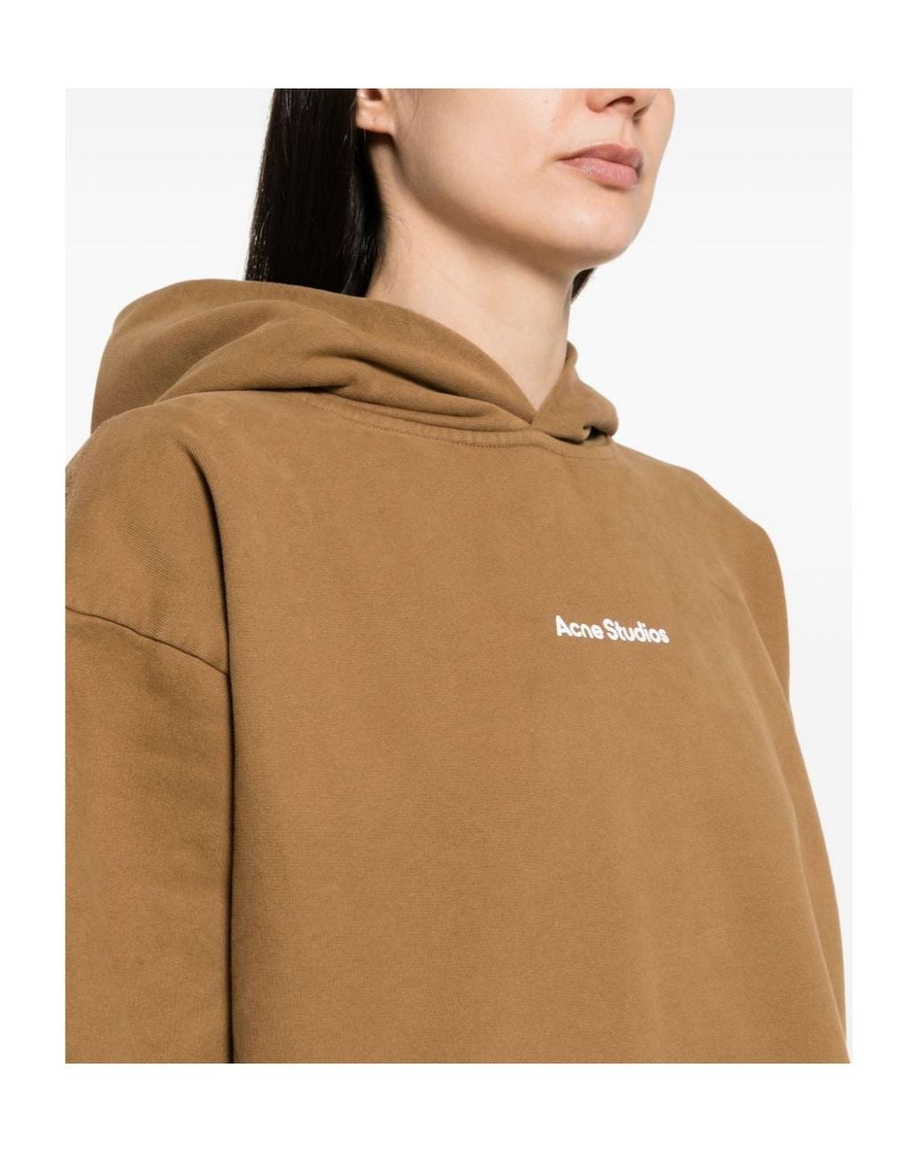Acne Natural Logo Printed Drop Shoulder Hoodie