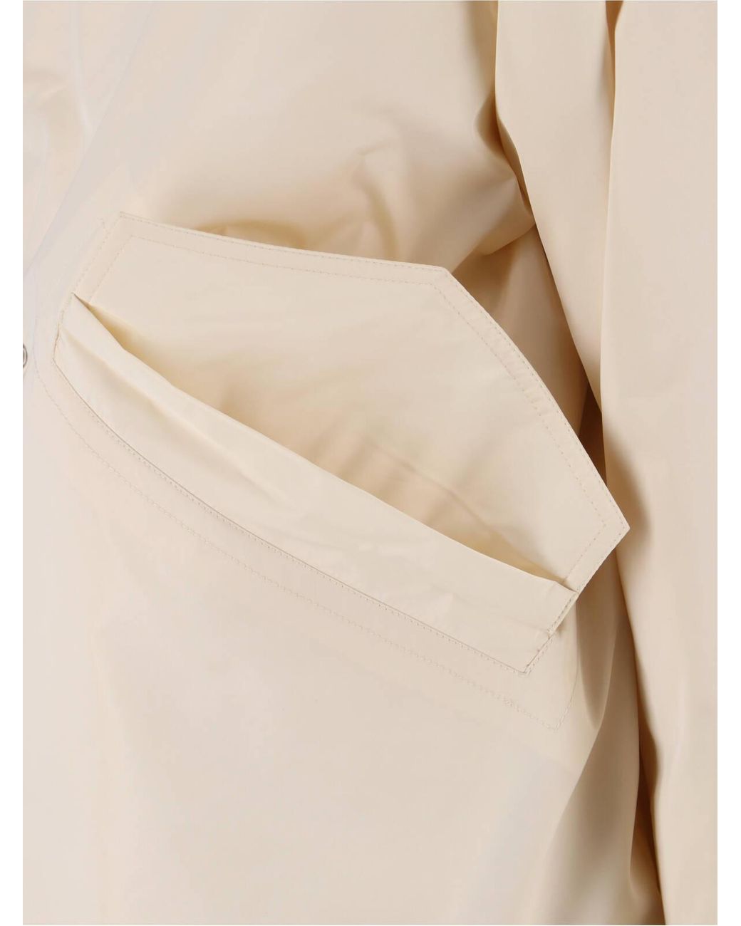 Jil Sander Natural Faux Fur Trim Hooded Jacket