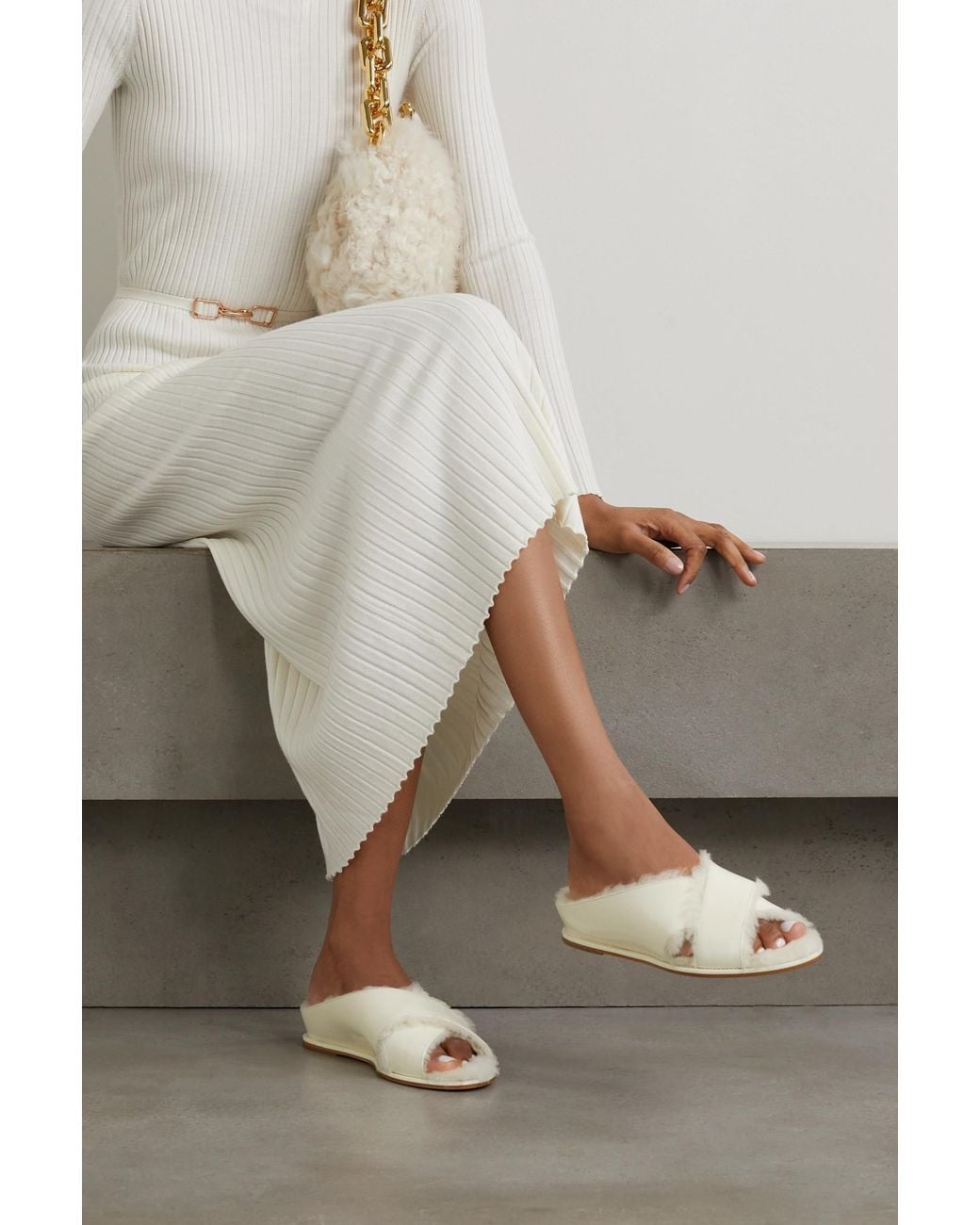 Gabriela Hearst White Ellington Open-Toe Slippers