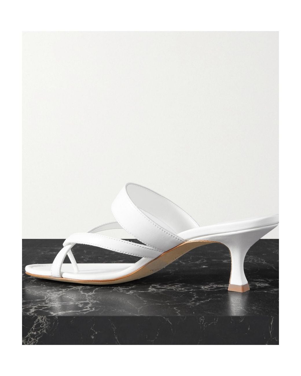 Manolo Blahnik White Round-Toe High-Heel Sandals