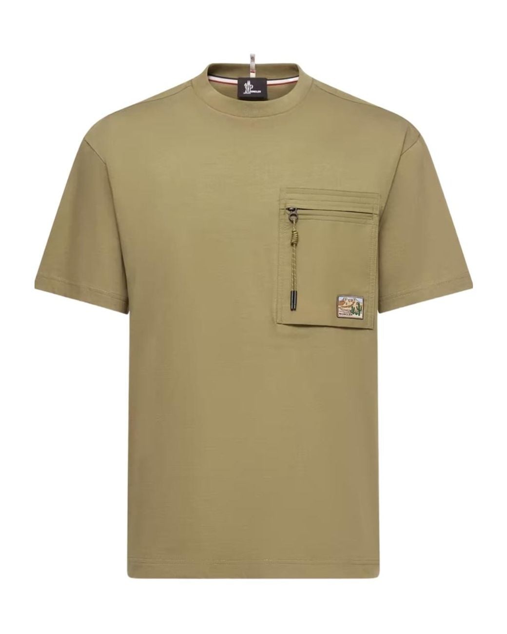 Moncler Green Grenoble Zip-Pocket T-Shirt for men
