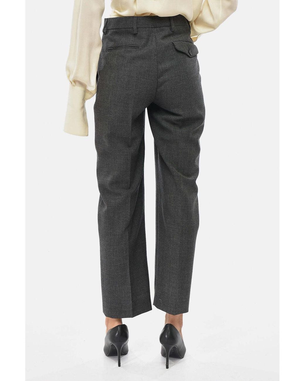 Prada Gray One-Pleat High-Waist Trousers