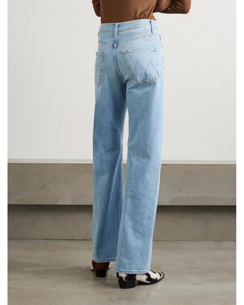 Mother Blue High-Rise Wide-Leg Jeans