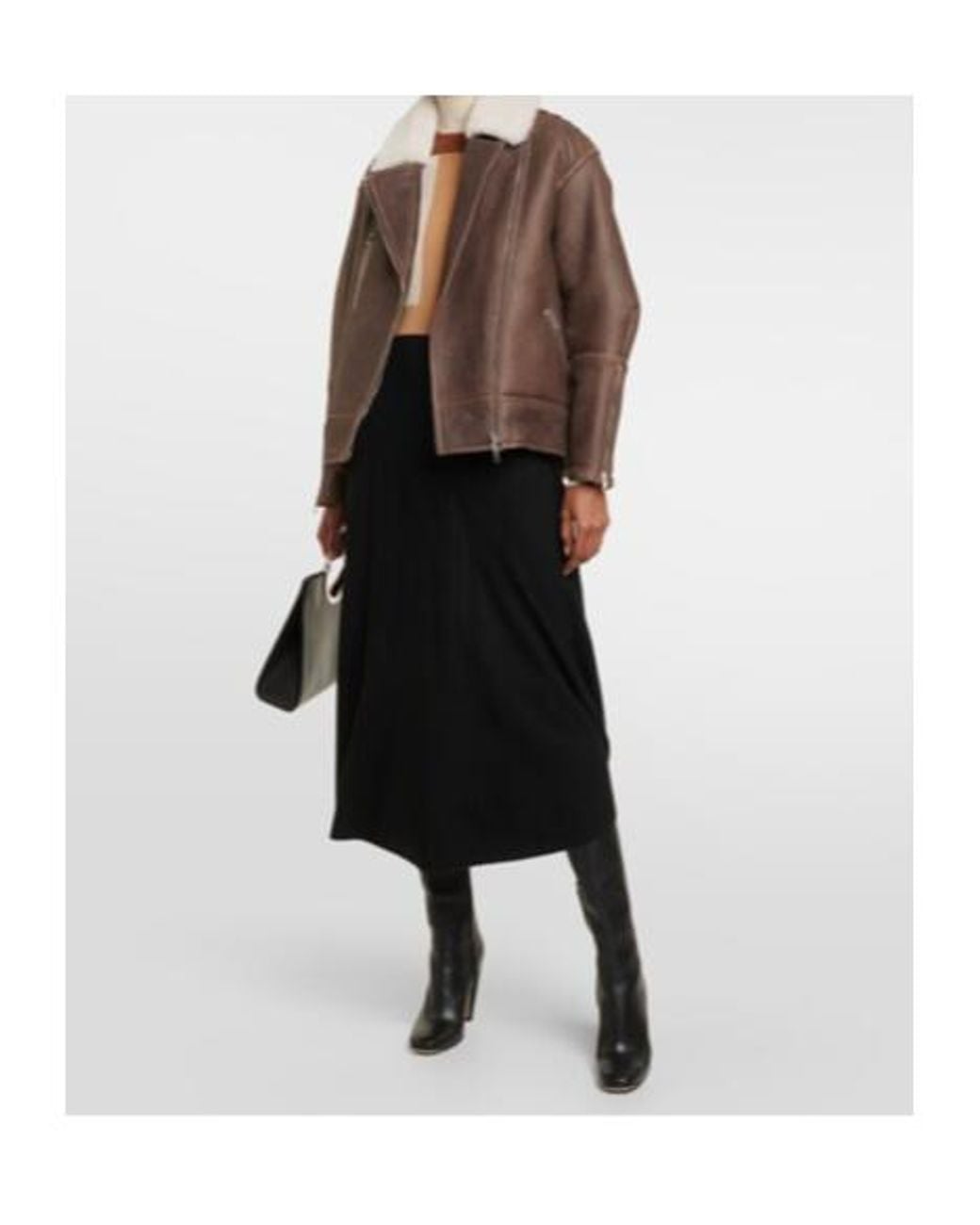 Blancha Brown Shearling-Trimmed Leather Jacket