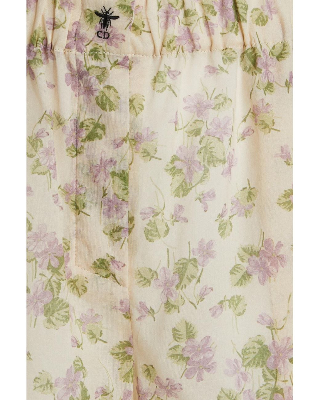 Dior Natural Christian Floral Printed Lace Detailed Shorts