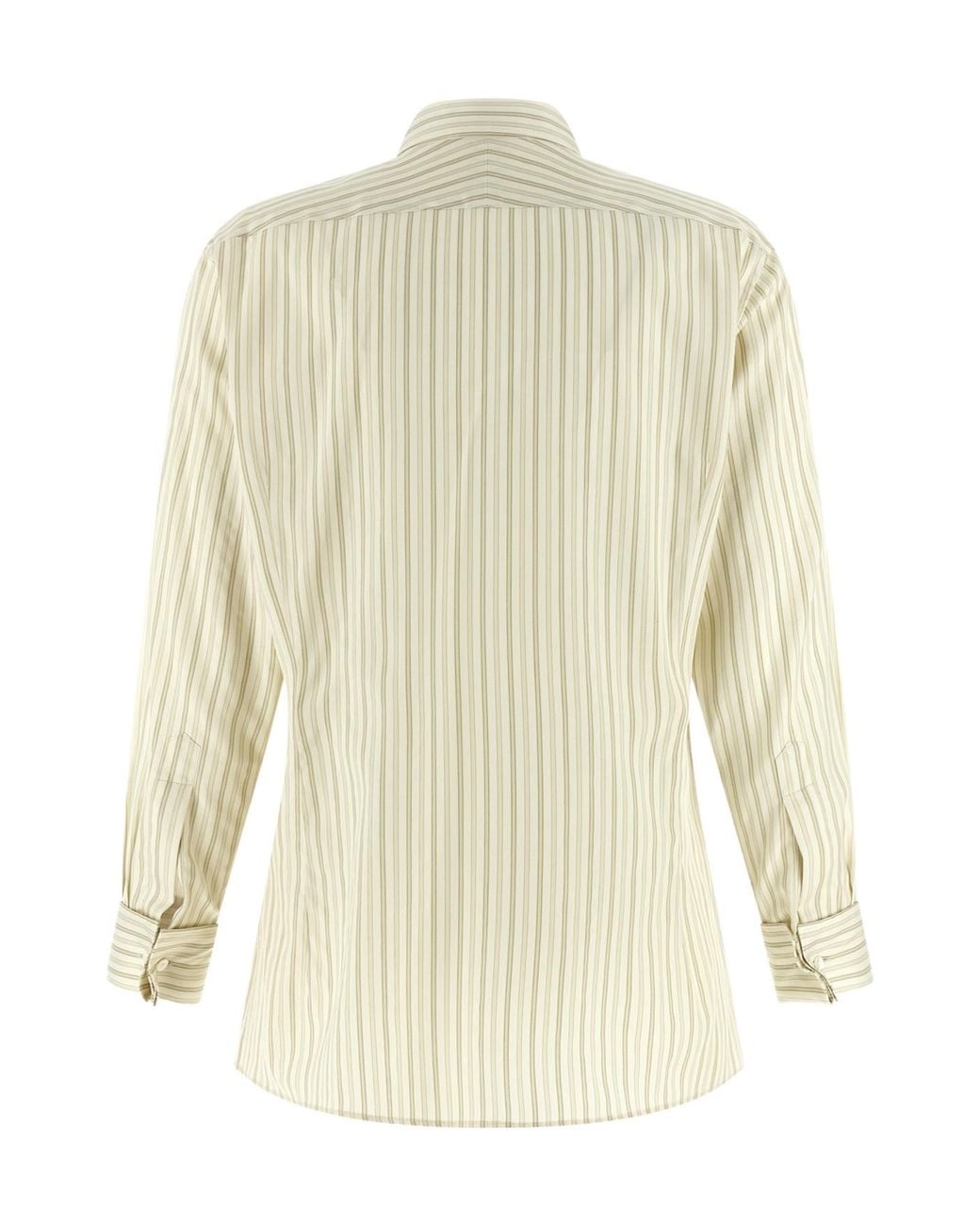 Auralee White Striped Long-Sleeved Shirt