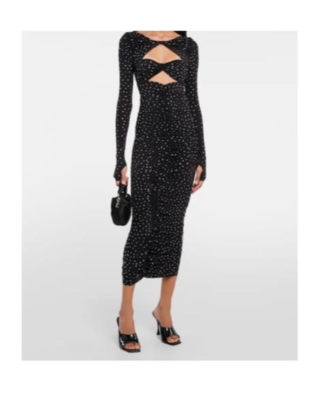 Alex Perry Black Crystal-Embellished Cutout Jersey Midi Dress