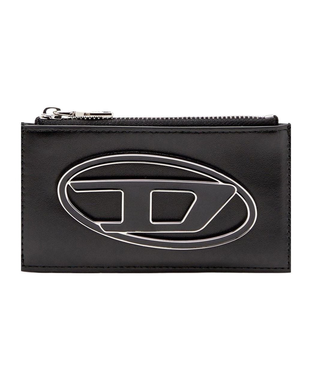DIESEL Black Smooth Leather Zip Card Holder