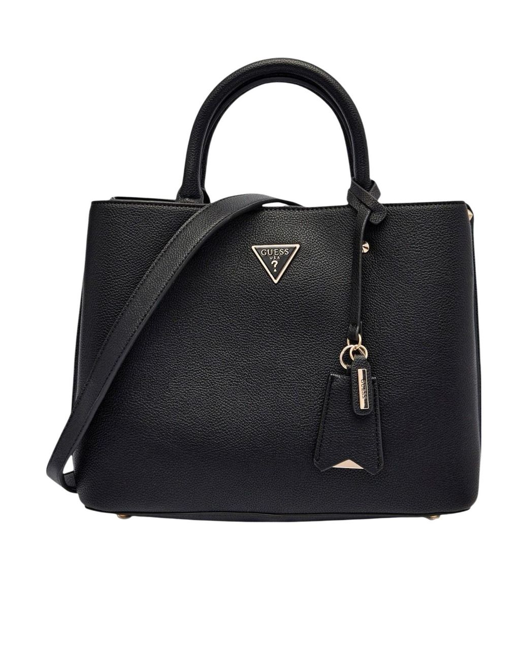 Guess Black Meridian Logo Plaque Top Handle Bag