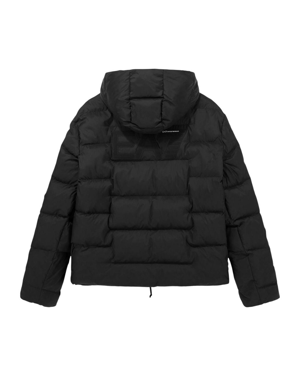 EA7 Black Logo-Patch Quilted Jacket for men