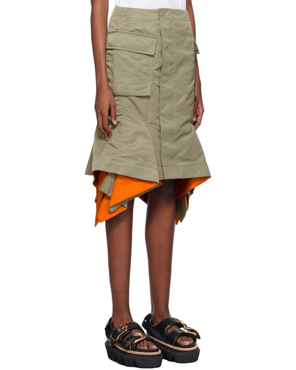Sacai Black Cargo Midi Skirt