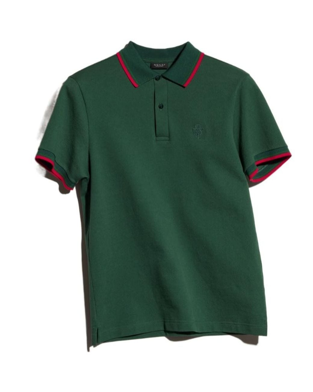 Gucci Green Cotton Piquet Polo Shirt With Embroidery for men